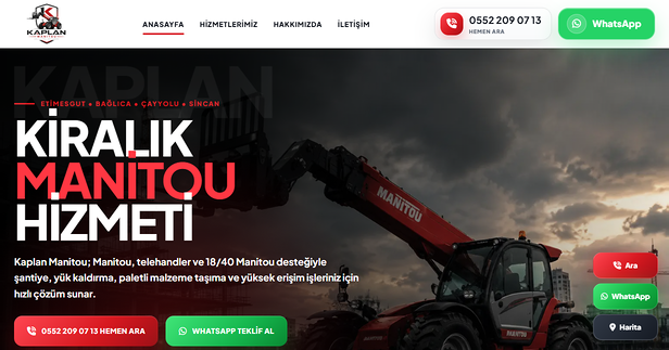 Kaplan Manitou masaüstü web sitesi