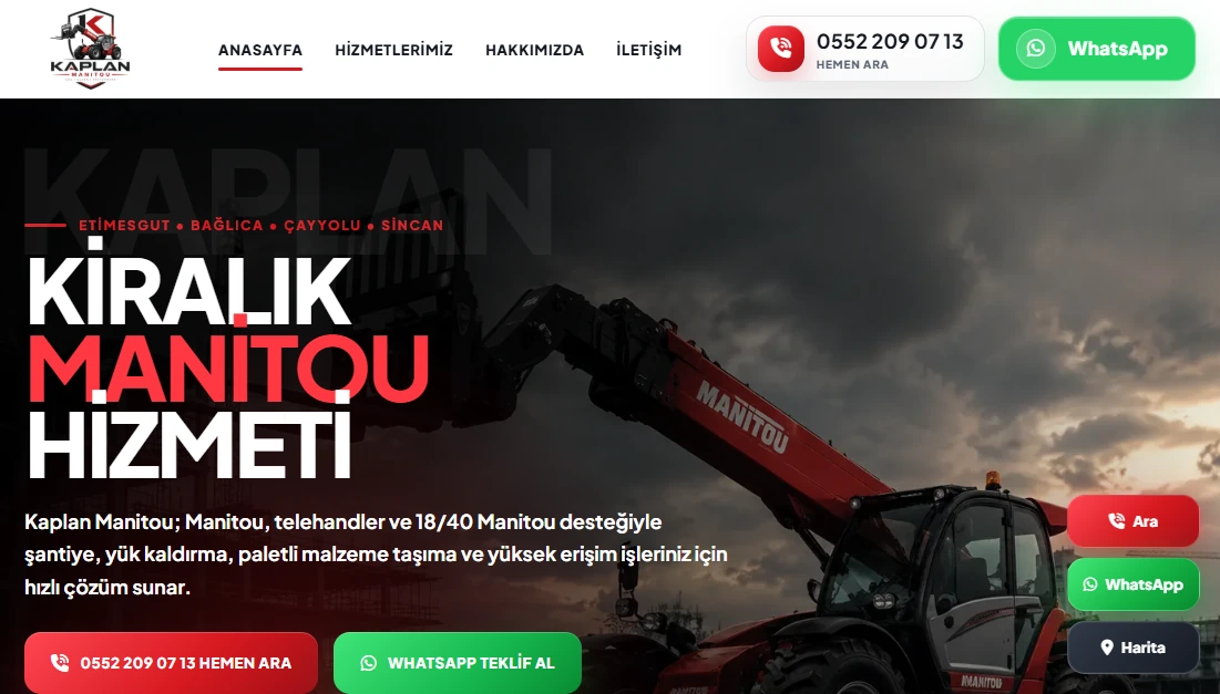Kaplan Manitou masaüstü web sitesi