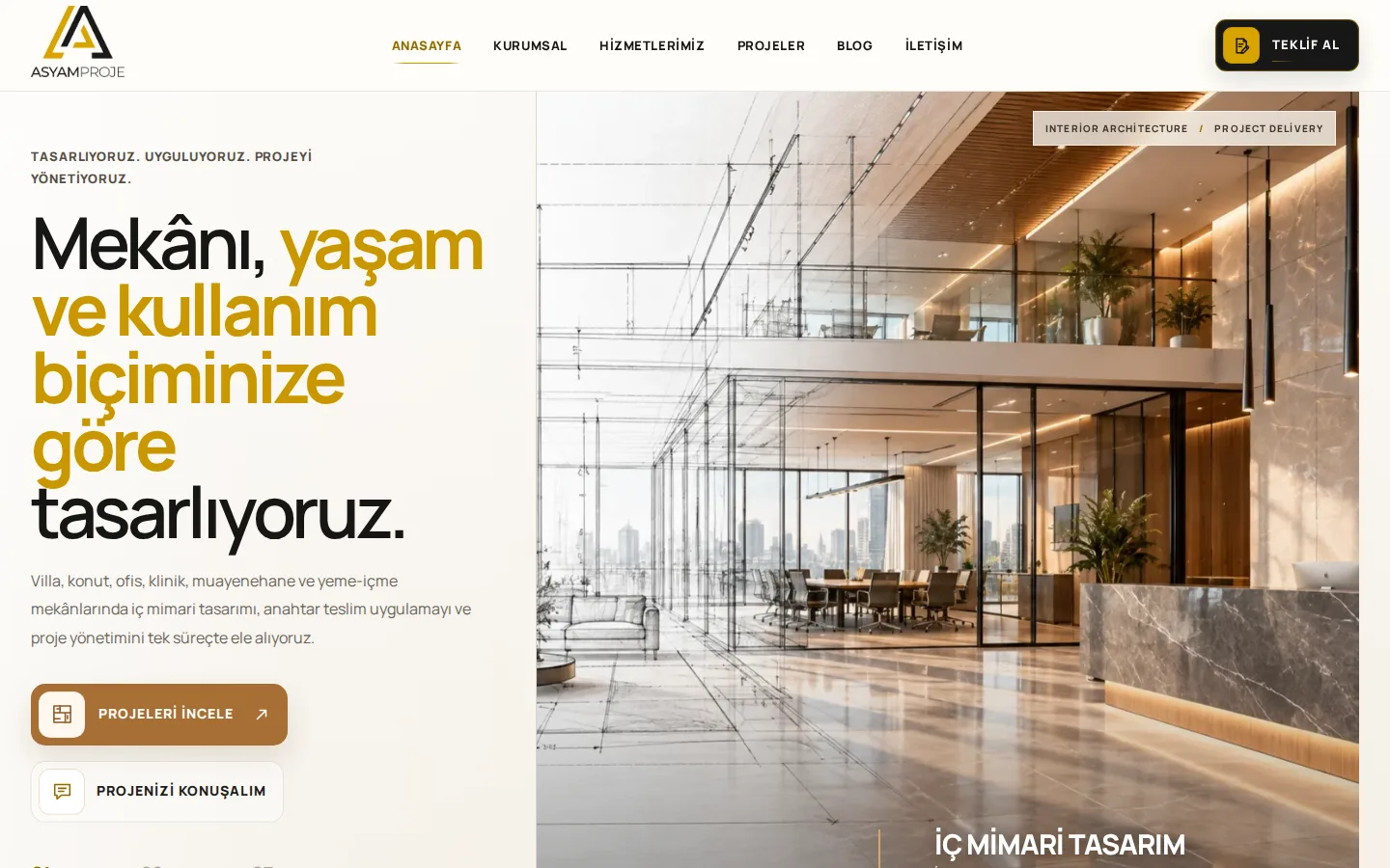 Asyam Proje canlı web sitesinin 30.10.2026 tarihli görünümü.