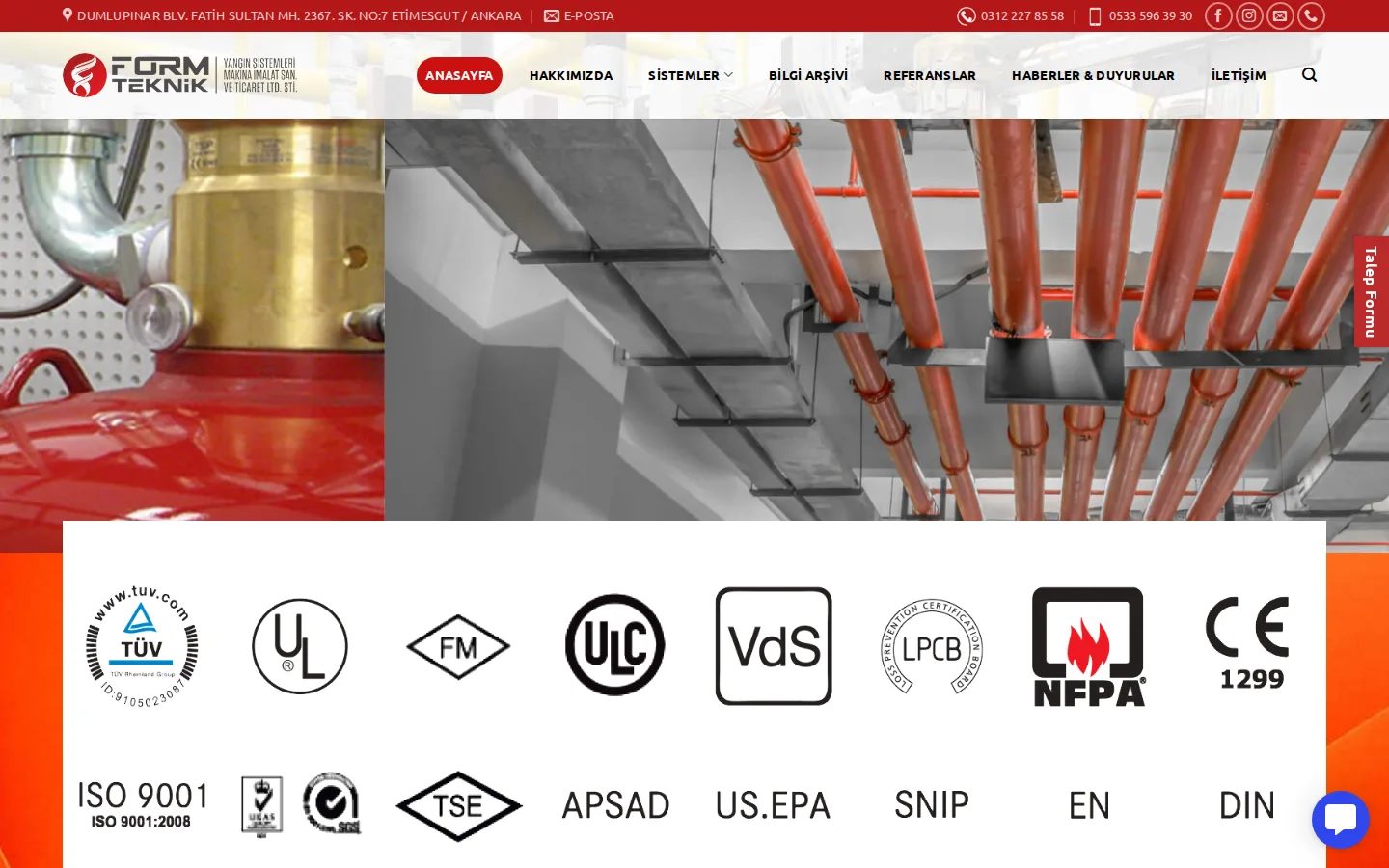Form Teknik canlı web sitesinin 30.10.2026 tarihli görünümü.