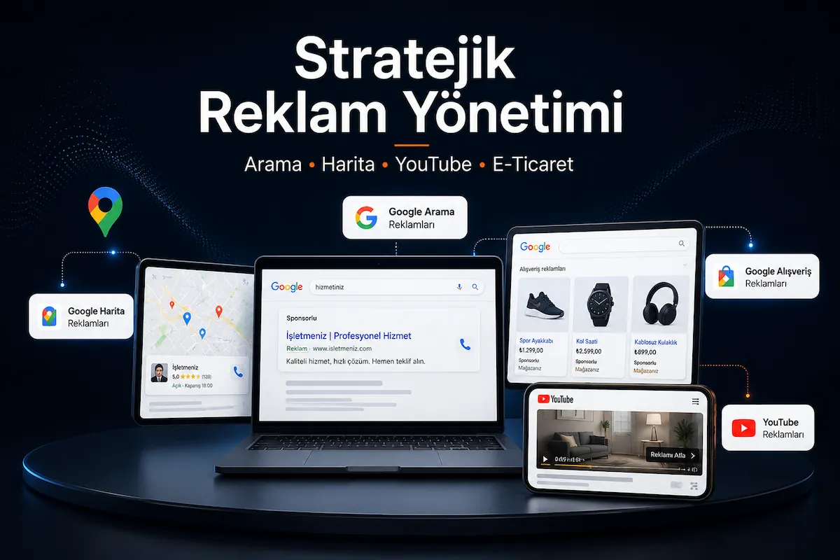 Google reklam türleri arama ağı harita YouTube alışveriş