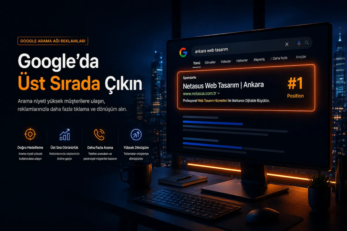 Google Arama Ağı reklamları üst sıra görünürlük
