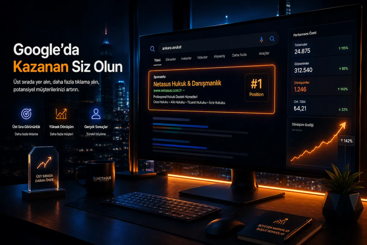 Google arama ağı reklamları üst sıra ve dönüşüm grafiği