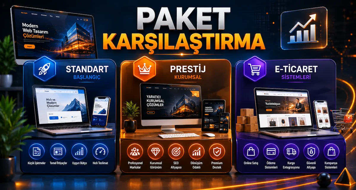 Web tasarım fiyat paket karşılaştırma görseli