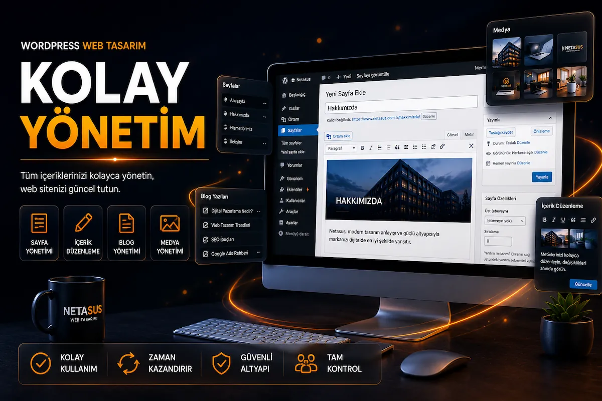 WordPress kolay yönetim paneli web sitesi yönetimi